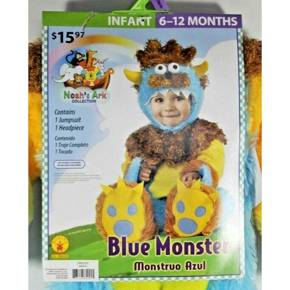 Rubies 2 Pc Noah's Ark Blue Monster Costume - Infant 6M - 12M New (Halloween)